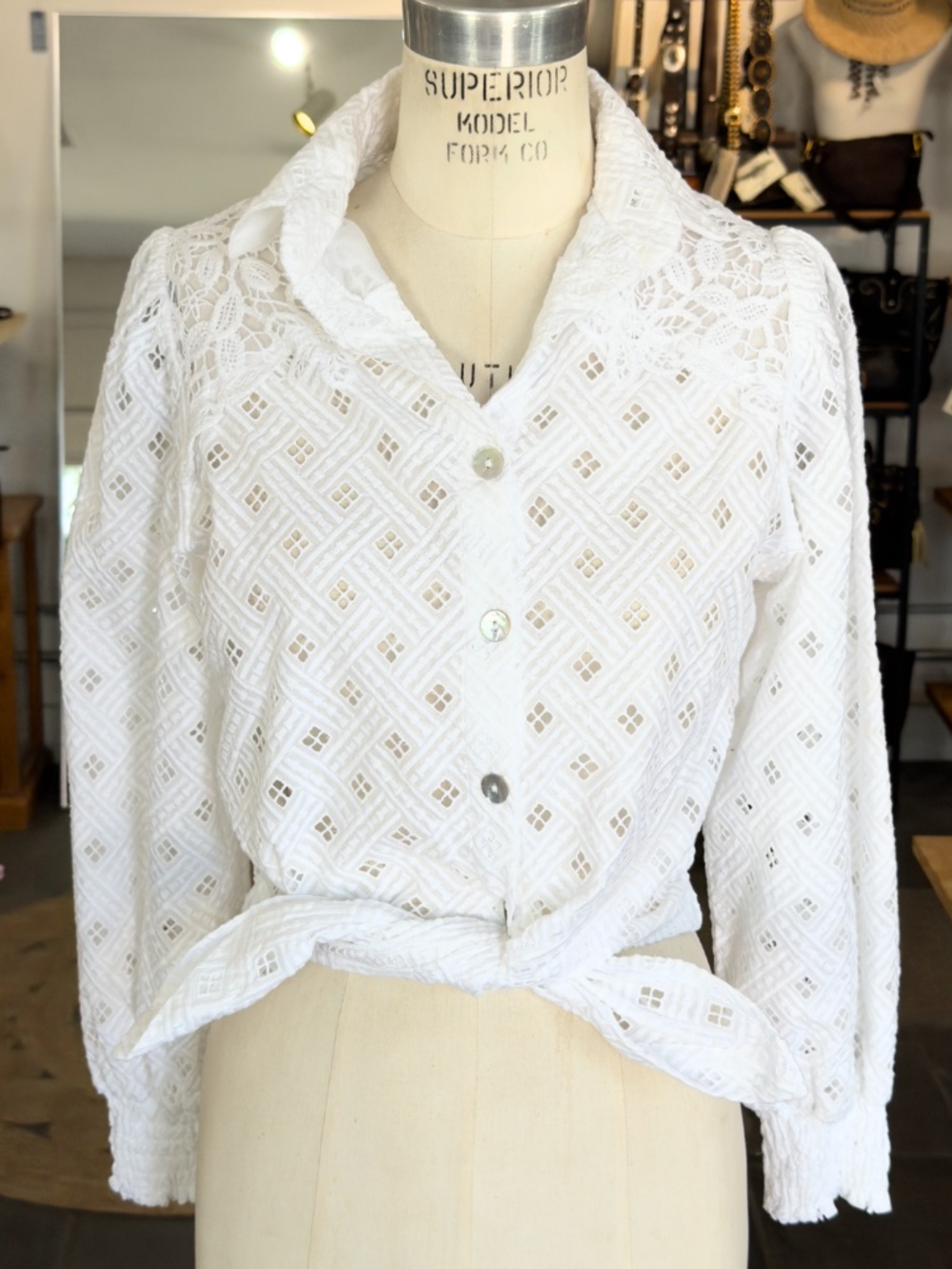 Temptation Positano Limone Bianco Long Sleeve Button Down Shirt